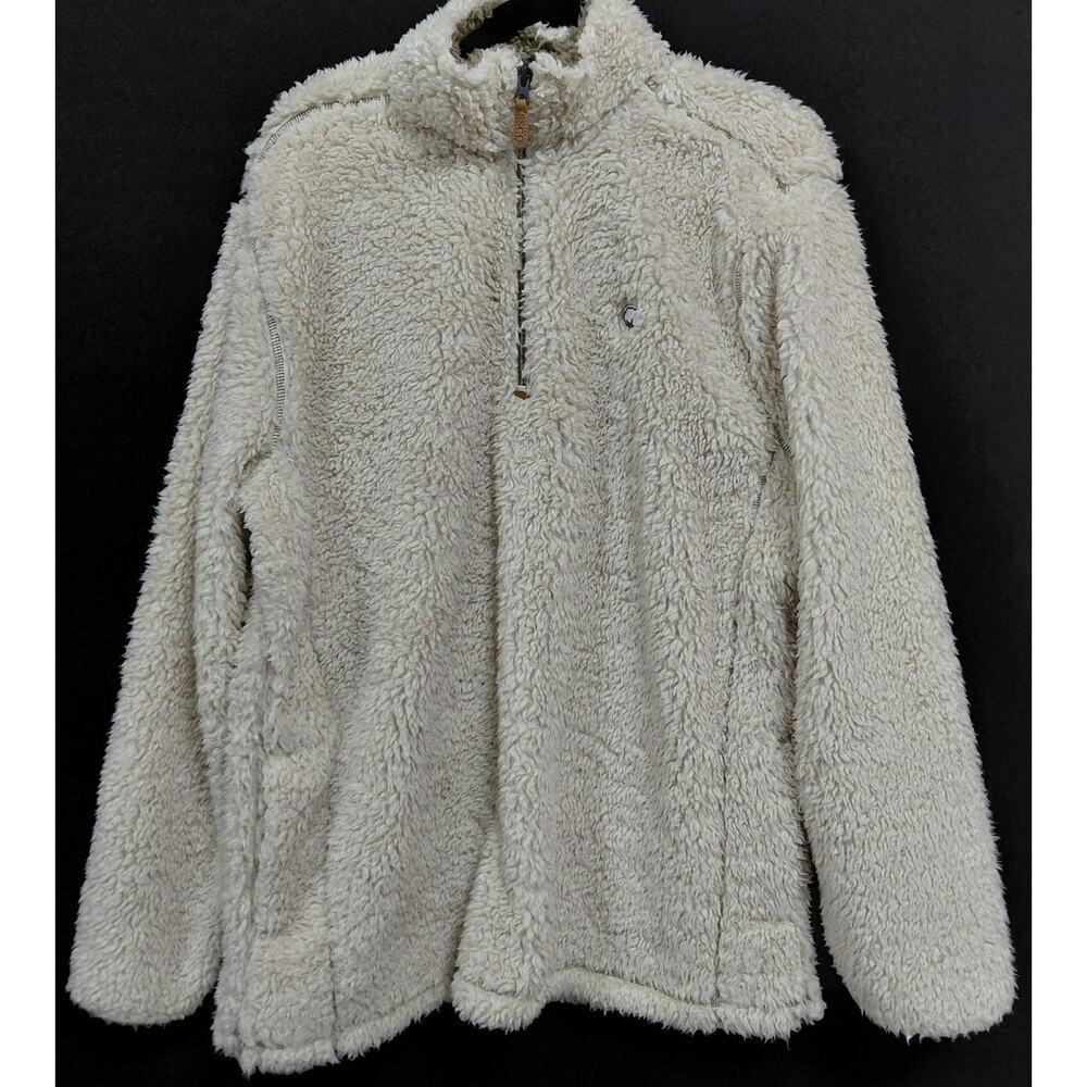 SOUTHERN SHIRT Sherpa Fleece Jacket Beige Solid Long Sleeve Women Size L